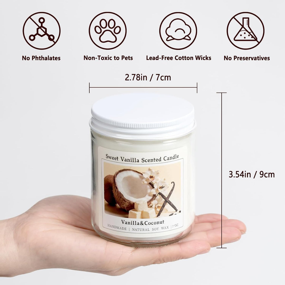 Homsolver 7OZ Creamy Vanilla Coconut Scented Candle, Natural Soy Candles with 50+ Hours Burn Time, Anniversary Birthday Mothers Day Gifts for Women, Mom Wife, Warm&amp;Soft Home Fragrance(Boutique Gifts)