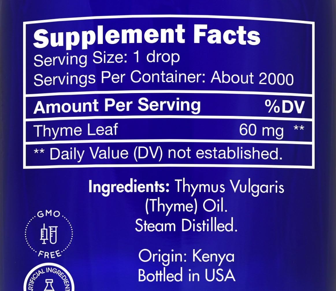 Thyme Essential Oil, Food Grade – 100% Pure, Thyme Oil, by Zongle Therapeutics, 4 OZ