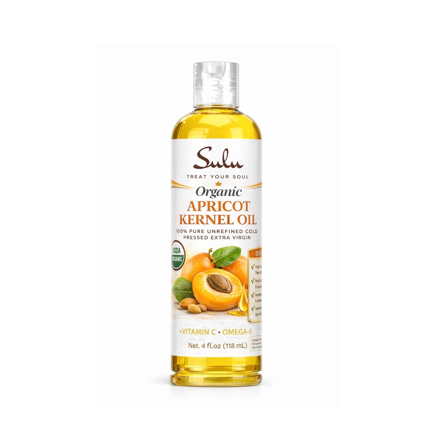 USDA Organic Cold Pressed Unrefined Apricot Kernel Oil (64 oz)