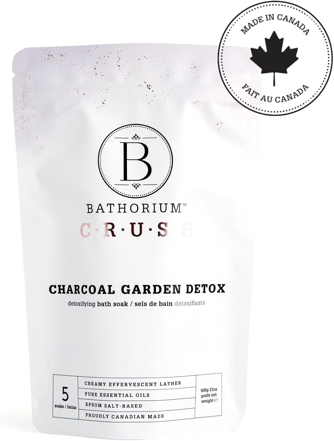 Bathorium Charcoal Garden Detox Crush, Purifying Bath Soak with Activated Charcoal & Eucalyptus, pH-Balanced, Herb-Scented Bath Soak, 5+ Baths, 21 oz