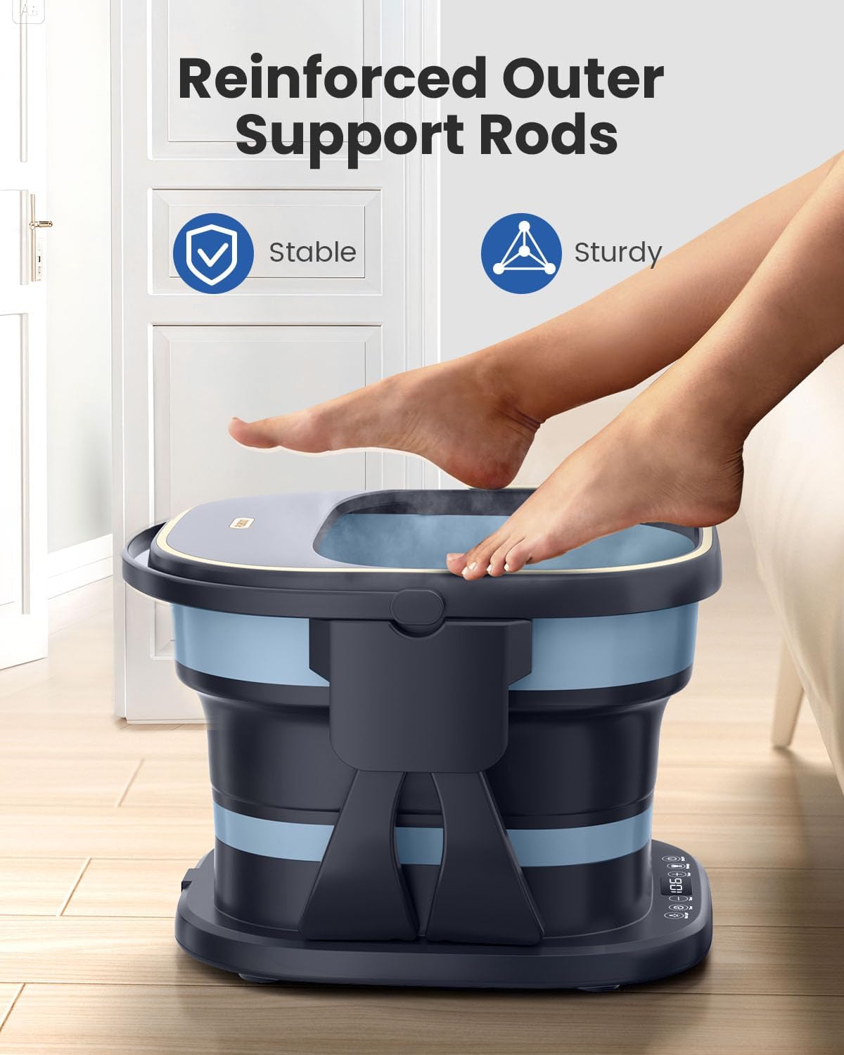 Puboo Collapsible Foot Spa Bath Massager with Heat, 95-115°F Precise Temp Control, Motorized Massage Rollers, Heated Foot Bath Soak Tub, Fits up to US Men’s Size 11 / Women’s Size 12.5