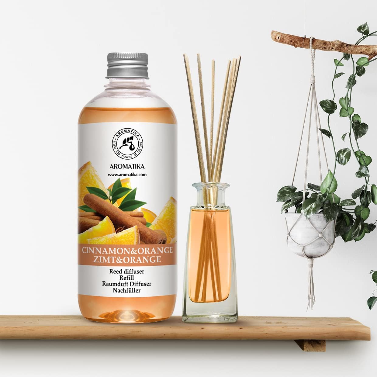 Cinnamon - Orange Diffuser Refill 17 Fl Oz - Intensive - Fresh & Long Lasting Fragrance - Good for Aromatherapy - SPA - Christmas Scent - Scented Diffusers - Home Fragrance - Reed Diffuser Refill