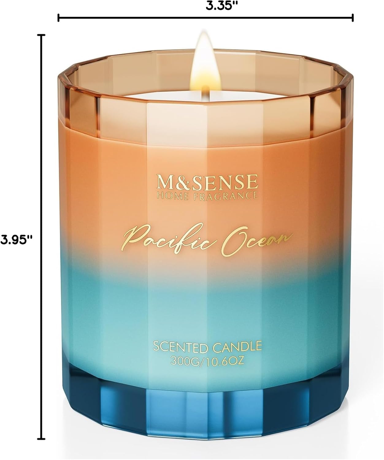 M&SENSE Summer Ocean Scented Candles for Home, 10.6oz Natural Soy Wax, 60-Hour Clean Non Toxic Aromatherapy Candle, Marine Breeze Smelling for Housewarming Gifts
