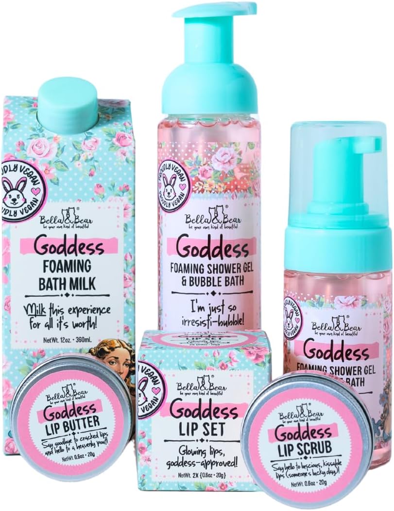 Bella & Bear Goddess Foaming Bath Milk – Sweet Tropical Bubble Bath – Fun Gift for Women, Teens & Tweens – 12 oz Vegan Bubble Soak