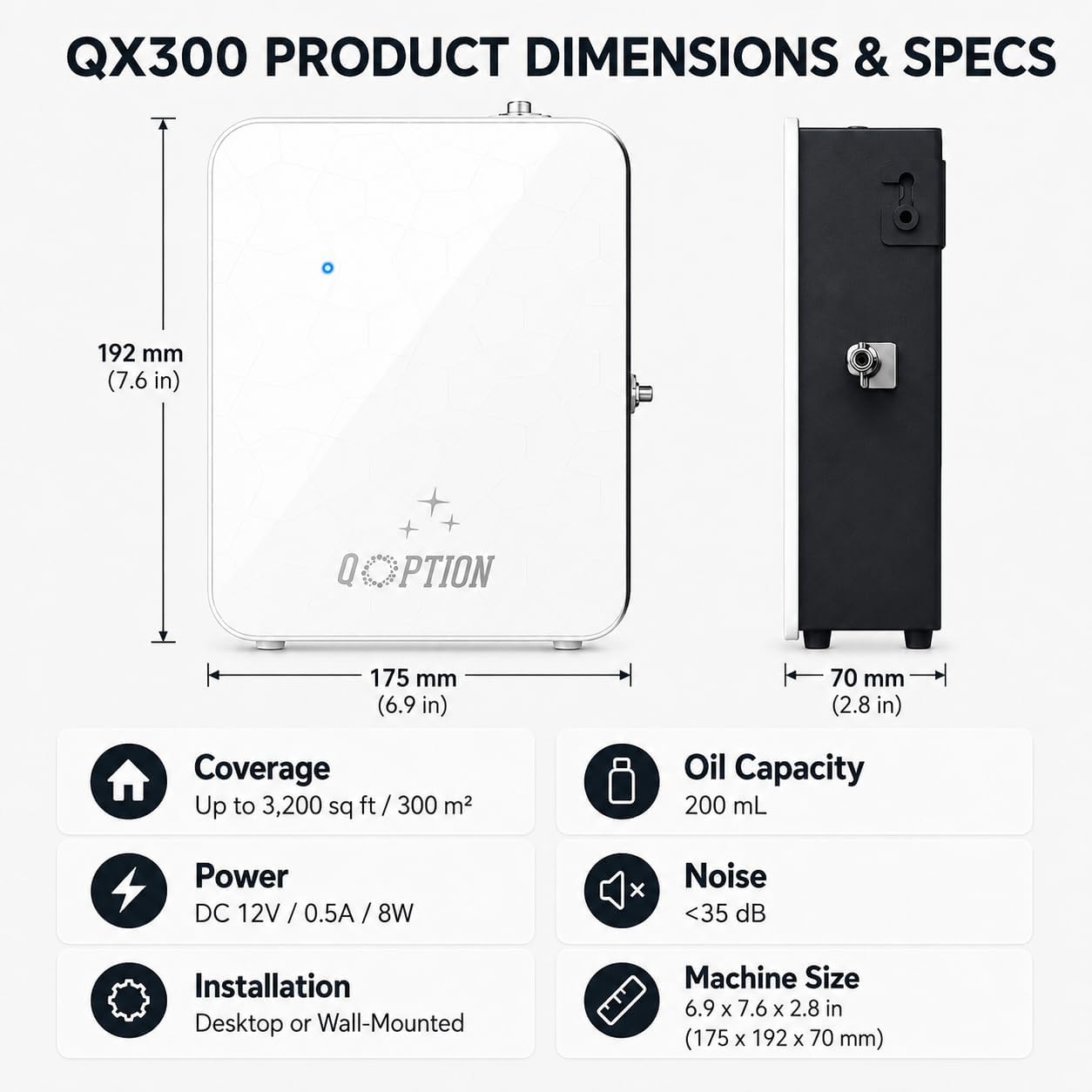 QX300 HVAC Scent Diffuser Machine, Bluetooth App Control, Waterless Cold Air Home Fragrance System for Whole House, Office, Salon, Up to 3200 Sq Ft