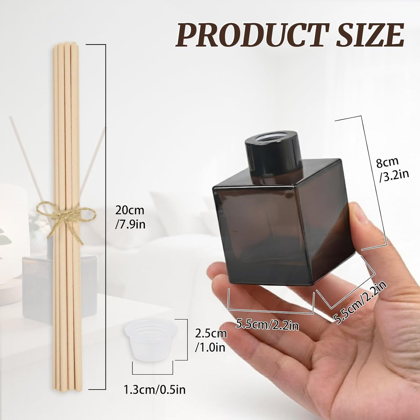100ml 2pcs Reed Diffuser Bottles,Fragrance Diffuser Empty Bottle with 20pcs Reed Sticks for Home Fragrance Accessories and Women Gift Room,Home,Bathroom Decor