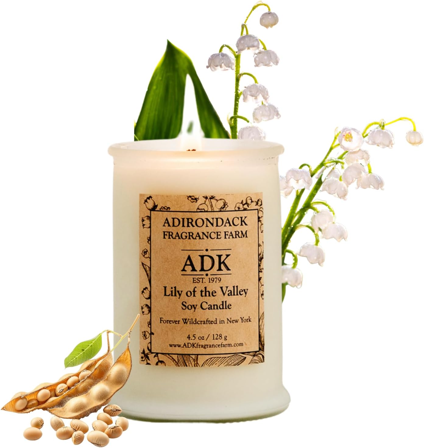 ADK Lily of The Valley Scented Candle, 4.5 Oz Aromatherapy Candle, Proudly Poured in The USA, Natural Wax for Relaxation and Home Décor, for Gift, Kitchen, and Living Spaces