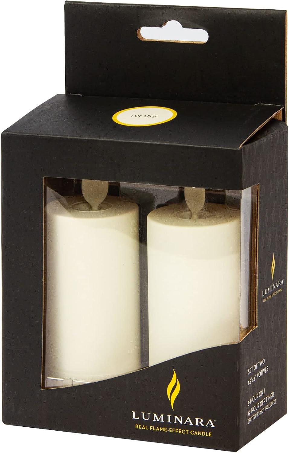 Luminara Realistic Artificial Moving Flame Votive Candle - Set of 2 - Moving Flame LED Battery Operated Lights for Christmas, Halloween - Remote Ready - Remote Sold Separately - Ivory - 1.5" x 4"