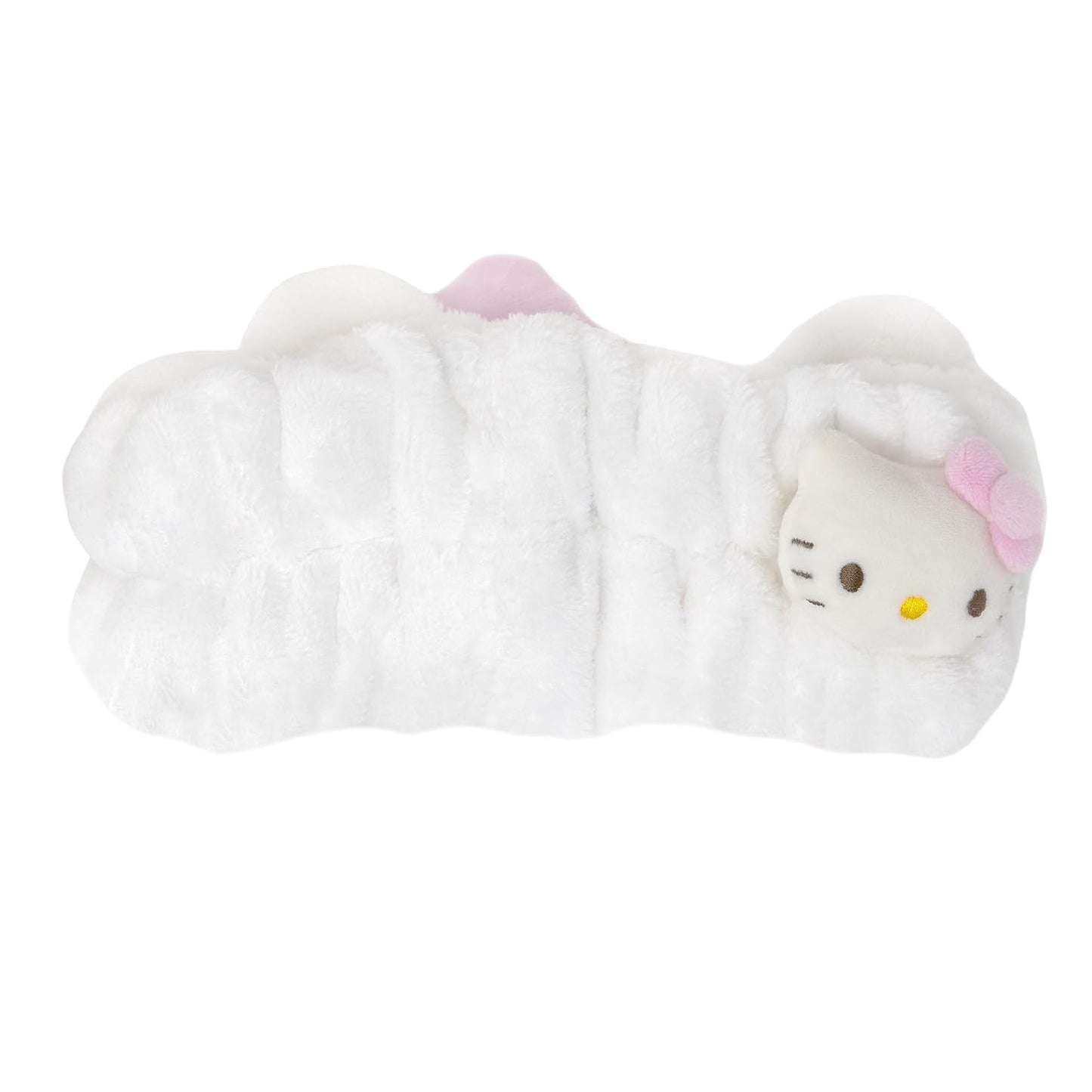The Crème Shop Plush Spa Headband w/Hello Kitty's Signature Bow, Spa Headband for Washing Face, Skincare Headbands, Soft & Fluffy Headbands for Women (Pink)