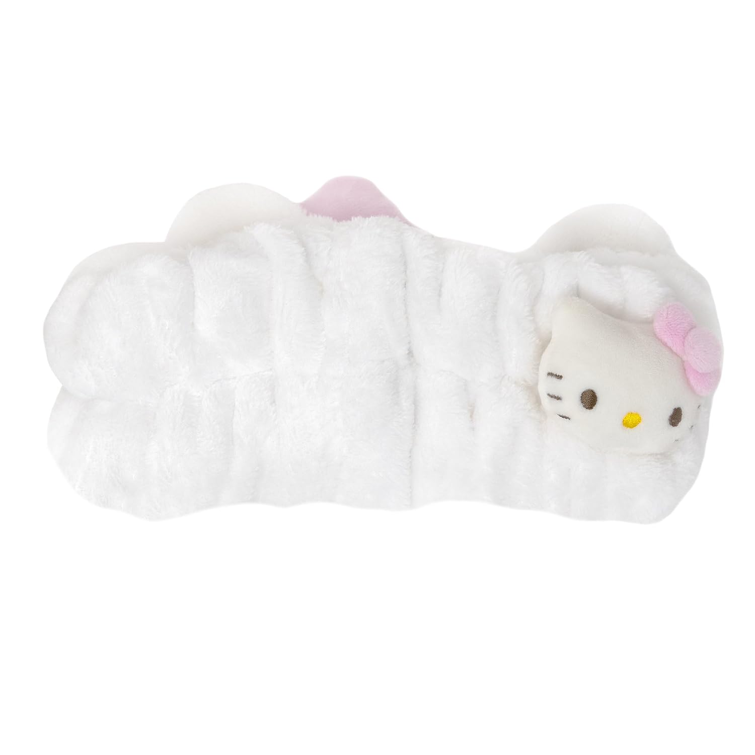 The Crème Shop Plush Spa Headband w/Hello Kitty's Signature Bow, Spa Headband for Washing Face, Skincare Headbands, Soft & Fluffy Headbands for Women (Pink)