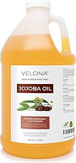 velona Jojoba Oil - 1 Gallon / 128 Fl Oz | 100% Pure and Natural | Golden, Unrefined, Cold Pressed, Hexane Free | Moisturizing Face, Hair, Body, Skin Care, Cuticles