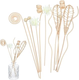 12 PCS Reed Diffuser Stick Rattan Flower Reed Fragrance Diffusers Set, 6 Style Natural Rattan Wood Oil Diffuser Sticks Replacement Refill Sticks for Living Room, Bathroom, Bedroom, Office, Home Decor