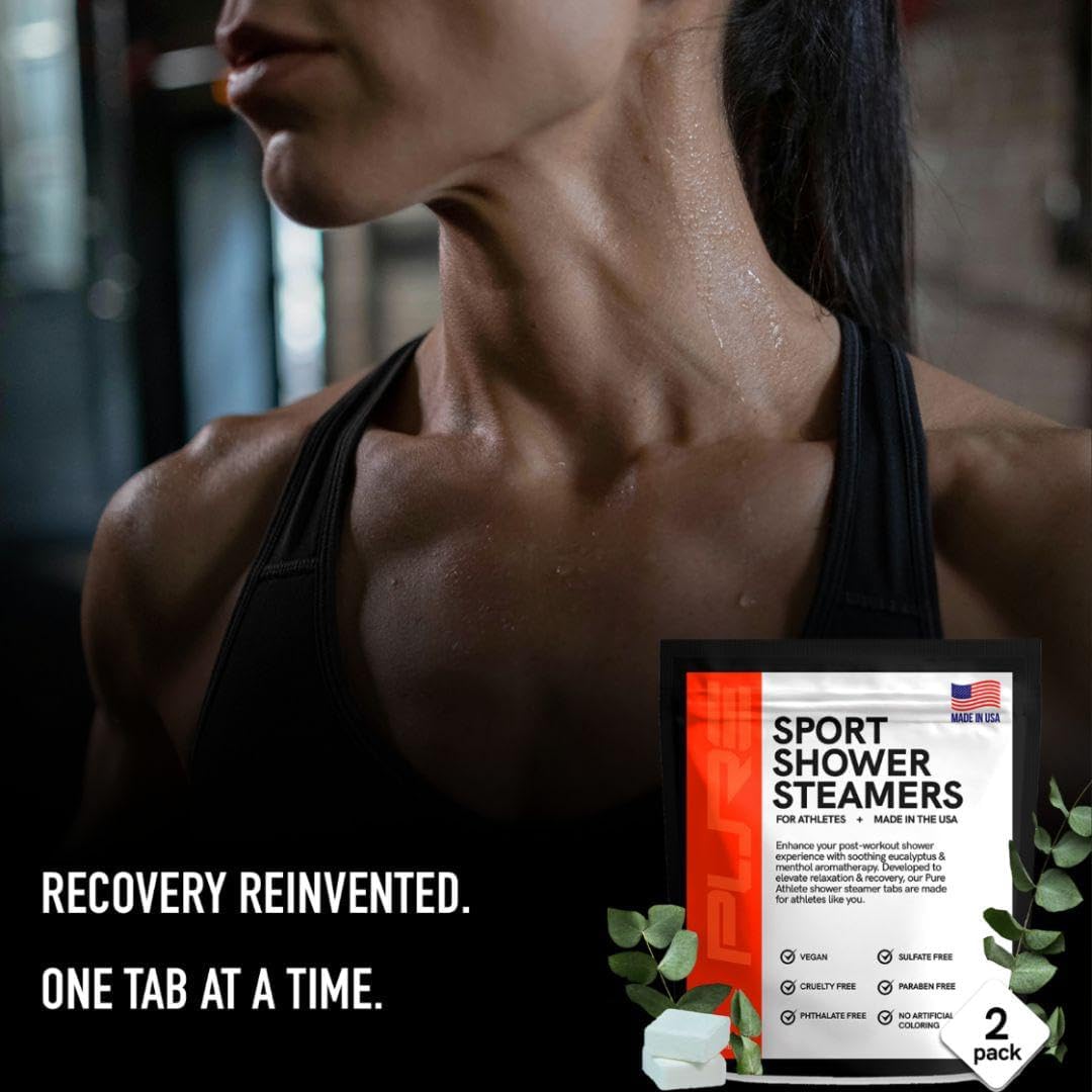 Sport Shower Steamers - USA Made with Natural Eucalyptus Essential Oil, Aromatherapy, Stress and Sinus Relief, Muscle Recovery for Athletes, Best Birthday Presents and Summer Gifts for Runners