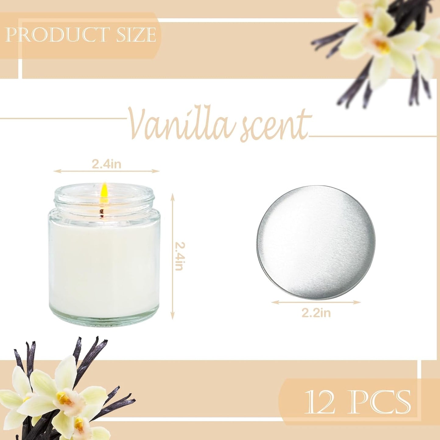 12 Pcs 4 Oz Mini Soy Candles,Vanilla Scented,Aromatherapy Candle,Bulk Candle Set，Great Stress Relieving Scented Candles for Girls as a Gift for Birthdays, Weddings and More!