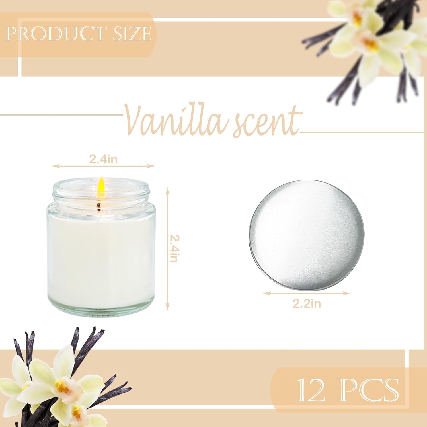 12 Pcs 4 Oz Mini Soy Candles,Vanilla Scented,Aromatherapy Candle,Bulk Candle Set，Great Stress Relieving Scented Candles for Girls as a Gift for Birthdays, Weddings and More!