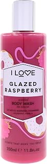 I LOVE Glazed Raspberry Scented Body Wash - Moisturizing Body Wash and Foaming Bubble Bath - Raspberry, Strawberry, and Vanilla Fragrance - 11.8 Ounces