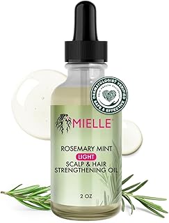 Mielle Organics Rosemary & Mint Light Hair Oil, Split Ends & Dry Scalp Treatment - Infused with Biotin & Essential Oils for Strengthening, Soothing, Moisturizing & Encouraging Longer Hair (2 Oz)