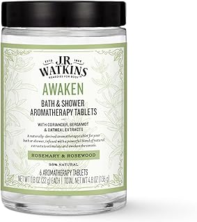 J.R. Watkins Awaken Bath & Shower Aromatherapy Tablets, Rosemary & Rosewood Shower Steamers, 5.6 oz