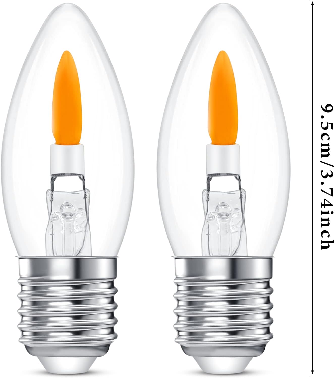 HEWA-Tech B11 Flame Bulbs 2-Pack - Standard Medium Base (E26, Not Candelabra E12), 2 Mode Flickering LED 1800K, Non-Dimmable for Halloween/Christmas Porch & Home Decor