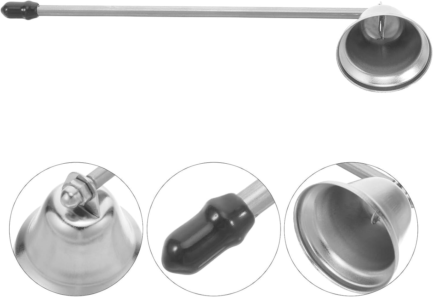 Housoutil 3pcs Candle Snuffer with Extendable Handle, Metal Candle Flame Extinguisher and Wick Dipper Set for Home and Party Use, Silver Finish