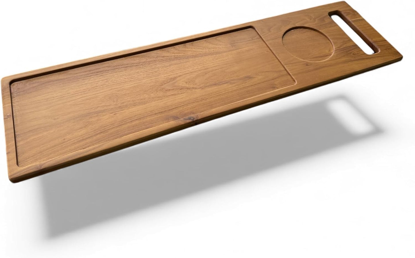 Zeek Bathtub Caddy Tray Solid Natural Wood Bath Board Charcuterie Serving Platter Housewarming Gift