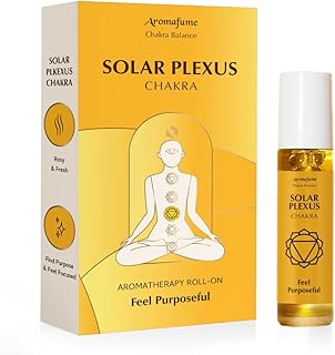 Solar Plexus Chakra Essential Oil Roll-On Blend by Aromafume | 10ml/0.33 fl oz | Manipura | Aromatherapy Oils for Chakra Balance | Lemongrass & Rosemary Extracts | Chakra Incense for Meditation, Yoga