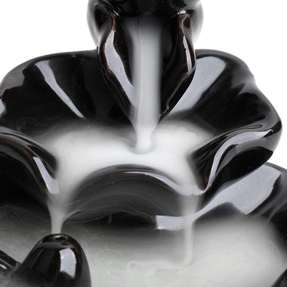 Waterfall Incense Burner, Lotus Backflow Incense Holder Ceramic Censer Cones Sticks Porcelain Holder with 10 Free Mixed Aromatherapy Cones