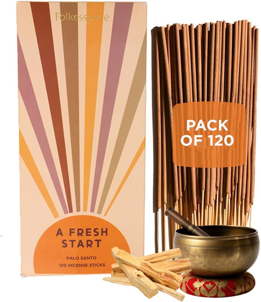 Folkulture Palo Santo Incense Sticks (120 Sticks) | Insence-Sticks for Graduation Gifts, Aromatherapy, Yoga, Room Freshener Gifts |No Charcoal,Non Toxic, 45 Mins, Long Burning Inscents-Sticks