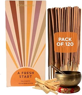 Folkulture Palo Santo Incense Sticks (120 Sticks) | Insence-Sticks for Graduation Gifts, Aromatherapy, Yoga, Room Freshener Gifts |No Charcoal,Non Toxic, 45 Mins, Long Burning Inscents-Sticks