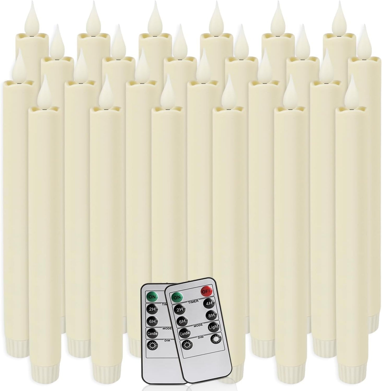 24-Pack Flameless Taper Candles, 9.25 Inch Battery Operated LED Candlesticks with Remote & Timer - Realistic Flickering Flame, Warm Ivory, Safe Smokeless for Wedding Christmas Church Party Home Decor