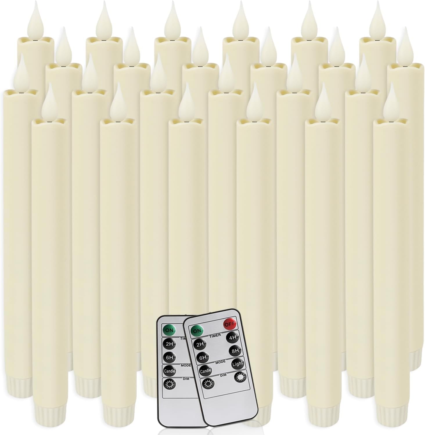 24-Pack Flameless Taper Candles, 9.25 Inch Battery Operated LED Candlesticks with Remote & Timer - Realistic Flickering Flame, Warm Ivory, Safe Smokeless for Wedding Christmas Church Party Home Decor