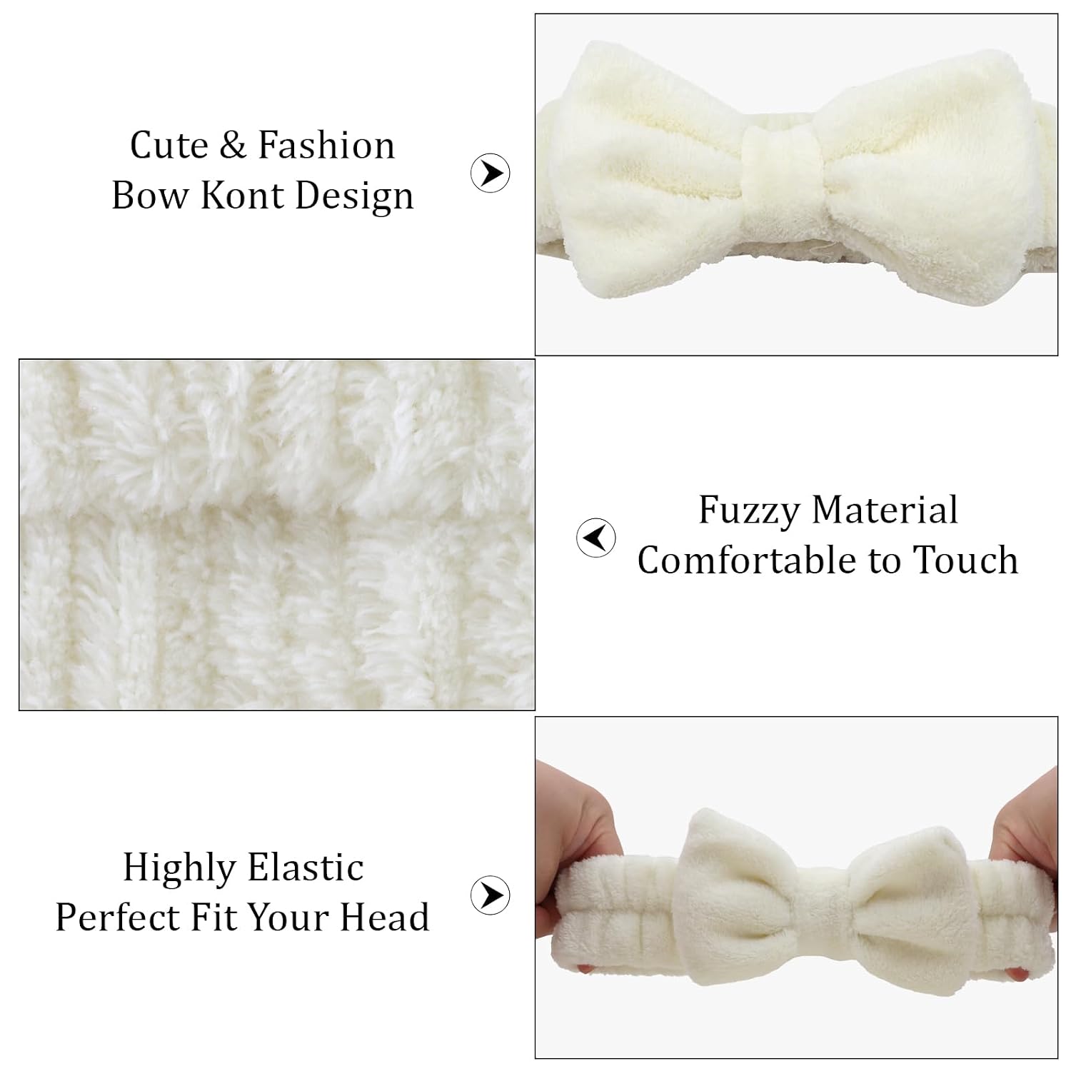 8 Pack Beige SKincare Headband for Washing Face,Spa Headbands for Women Girls Cute Bow Headbands for Makeup Face Wash Hair bands Slumber Party Supplies