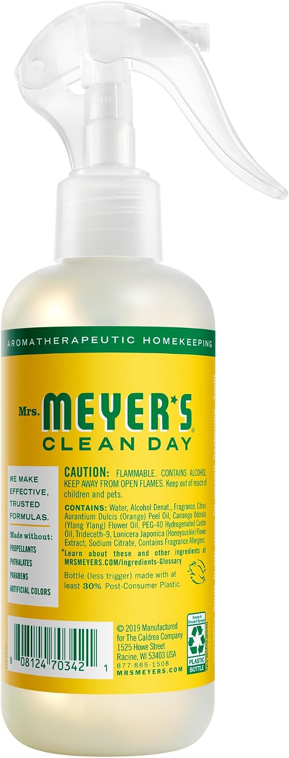 MRS. MEYER'S CLEAN DAY Room Spray, Honeysuckle Scent, 8 Fl Oz Bottle
