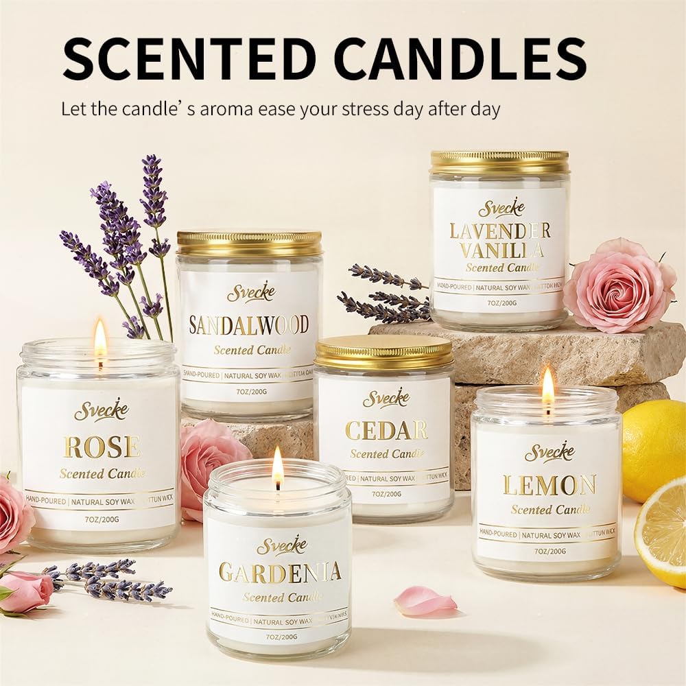 Gardenia Scented Candle 7oz Soy Wax Jar Candle Long Burning Aromatherapy Candle for Home Bedroom Gift for Women Men Housewarming New Home Gift