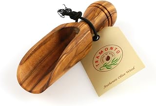 Olive Wood Bath Salt Scoop – 5 Inch Long Wooden Luxury Spoon for Epsom Soaks, Kitchen and Pantry – Large Size