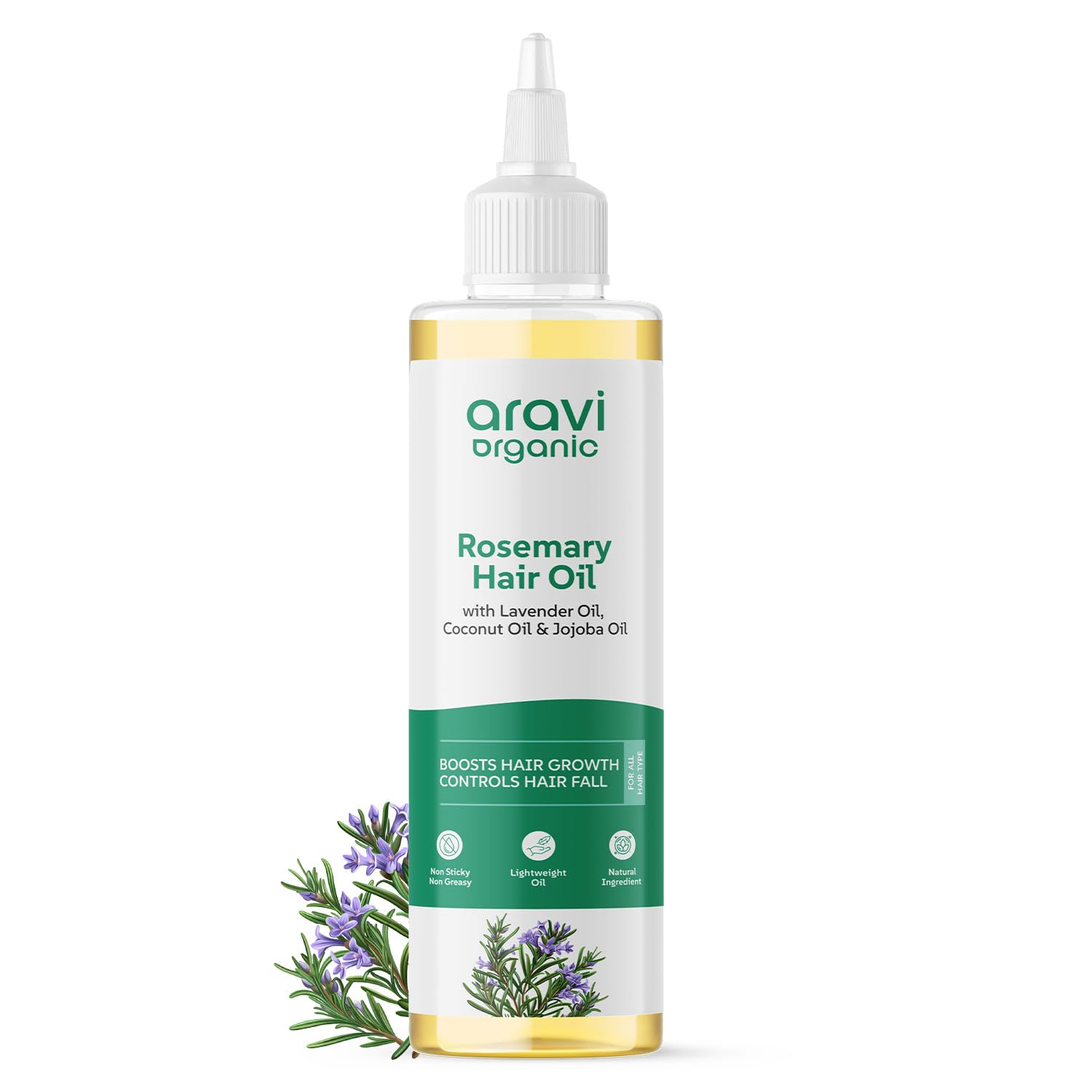 Aravi Organic Rosemary Lavender Hair Oil For Healthy Hair, Scalp, Hair Roots - 100% Pure & Natural - For Hair Growth & Hair Fall Control- 6.7 FL Oz / 200 ml