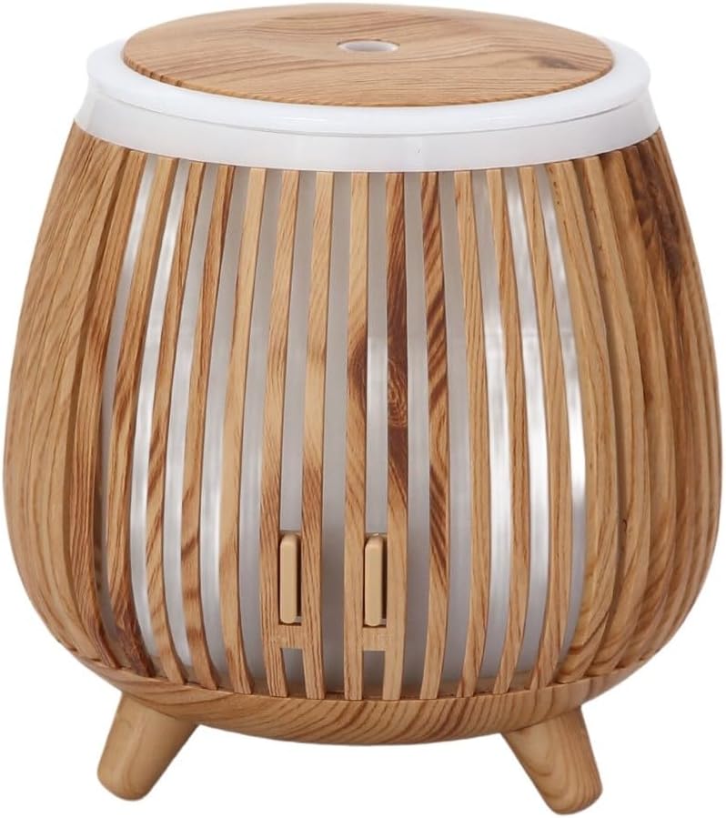 Essential Oil Diffuser and Humidifier with LED Mood Light, Quiet Ultrasonic-Aromatherapy Machine for Home Bedroom Office, Portable Air Freshener with Auto Shut-Off(Light wood grain)