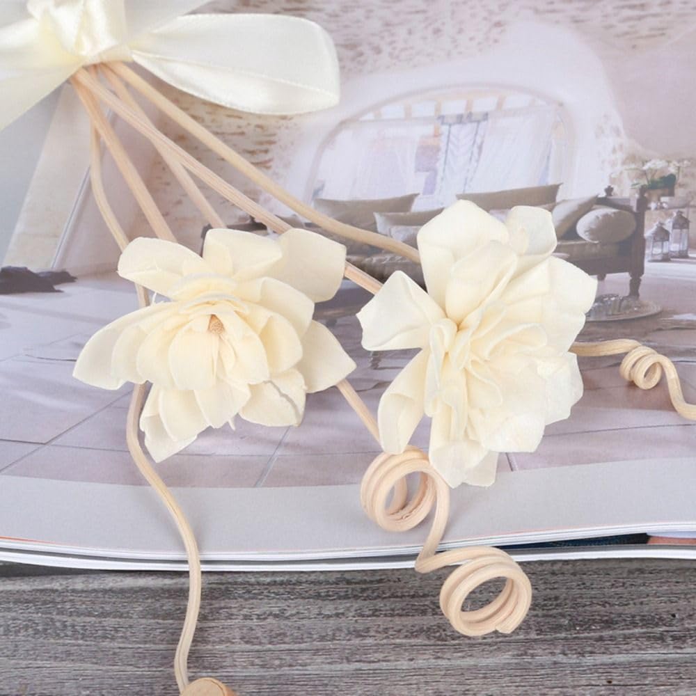 4 Pcs Flower Reed Diffuser Sticks, Rattan Reed Fragrance Diffuser with Flower Replacement Refill Rattan Sticks for Home, Office, Bathroom, Bedroom