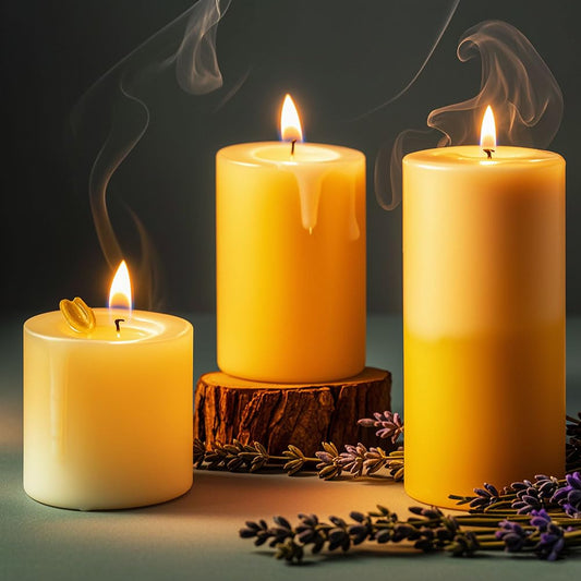 Natural Beeswax Candles Lavender/Sandalwood/Vanilla Sky Scented, 140H Burn Time,Prayer Home Decor, Eco-Friendly Gifts for