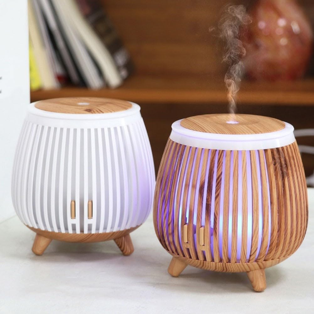 Essential Oil Diffuser and Humidifier with LED Mood Light, Quiet Ultrasonic-Aromatherapy Machine for Home Bedroom Office, Portable Air Freshener with Auto Shut-Off(Light wood grain)