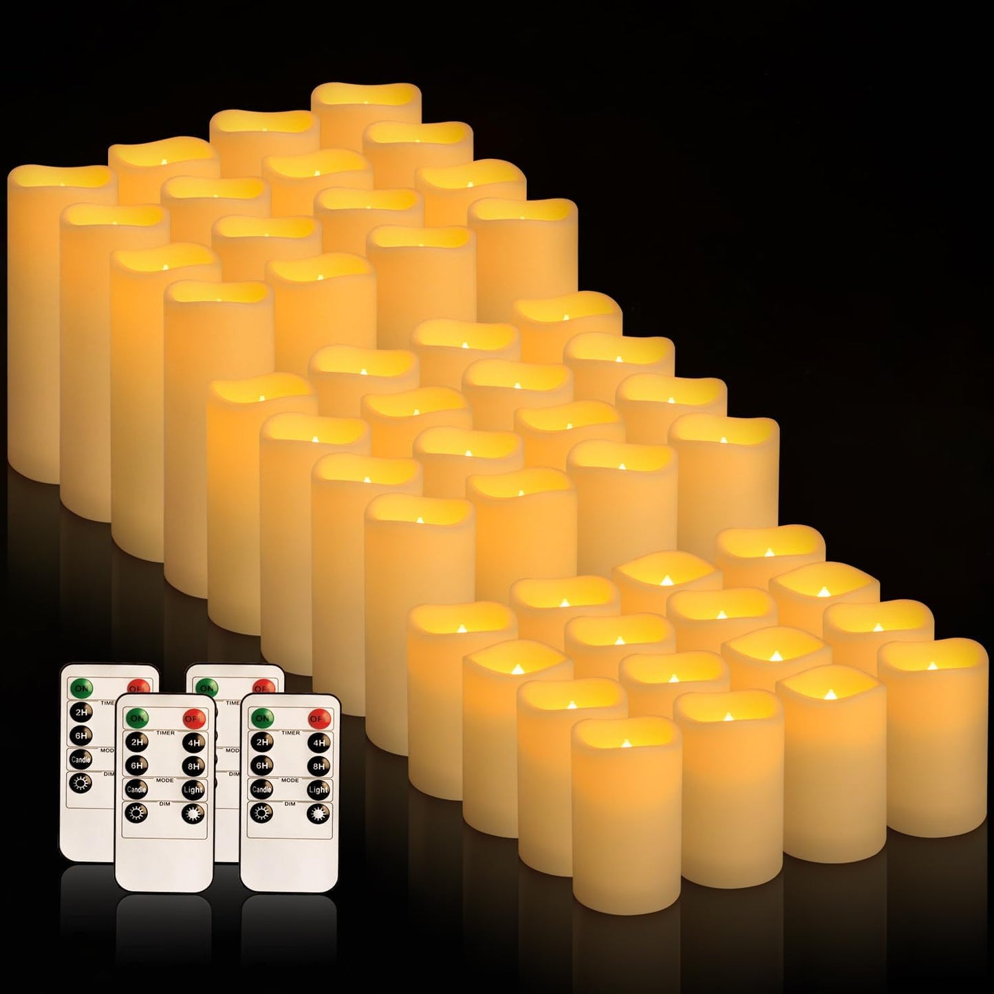 fclayvts 48-Pack LED Flameless Candles with Remote Control - Perfect for Home, Parties, and Special Occasions - Create a Magical Ambiance Effortlessly(Three Sizes)