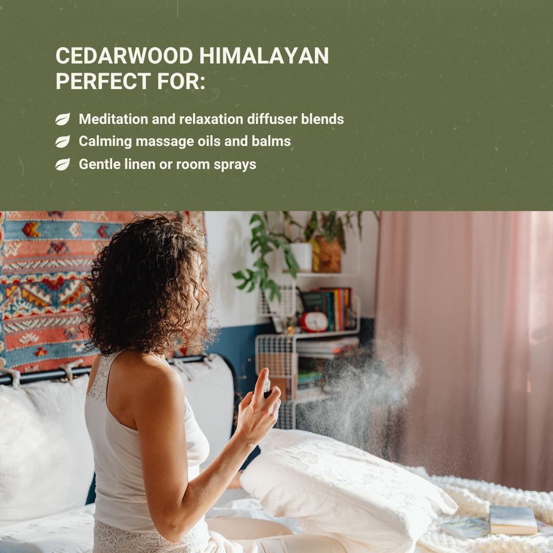 Cedarwood Himalayan Essential Oil - 100% Pure Steam Distilled Natural Cedarwood Himalayan Oil (Aceite de Cedro) from Natural Biotech NBT India for Aromatherapy & DIY Projects - 15ml
