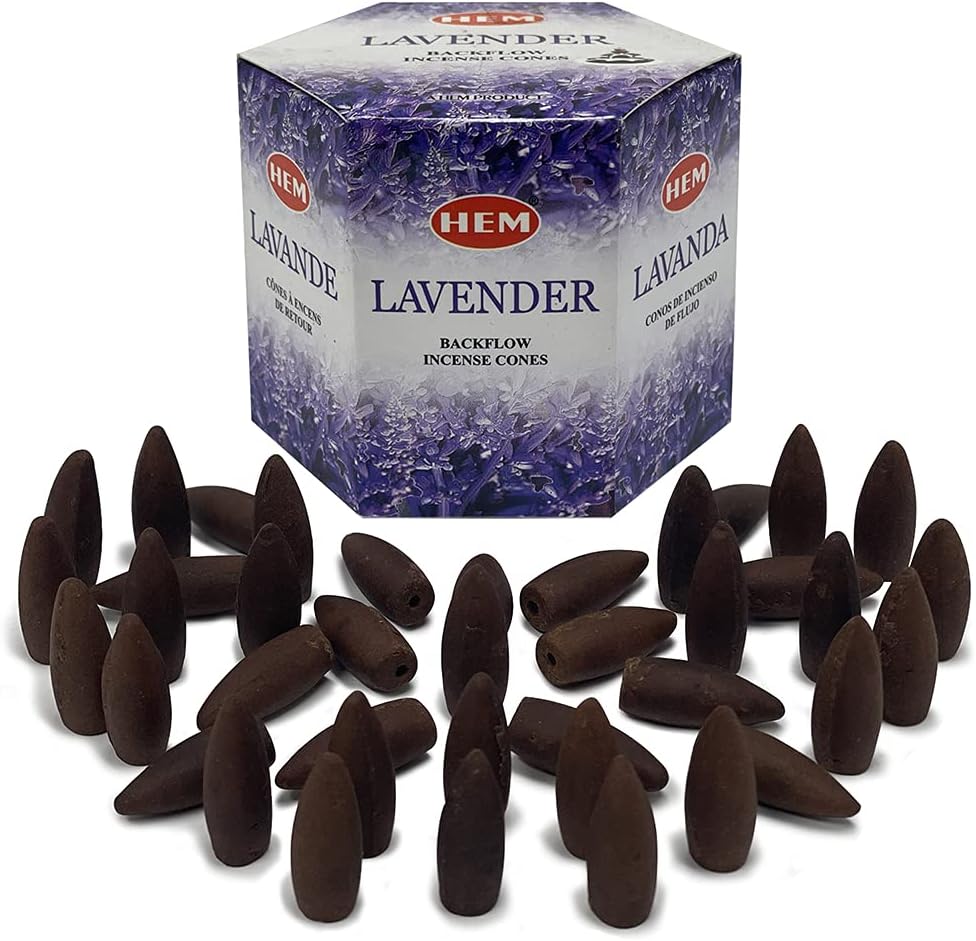 TRUMIRI Lavender Incense Cones (40 pieces, 2 sets of 20) for Waterfall & Fountain