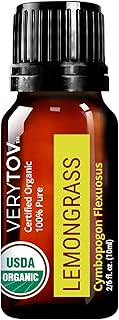 Premium USDA Organic Lemongrass Essential Oil - 100% Pure Natural Undiluted, for Aromatherapy Diffuser, 10ml