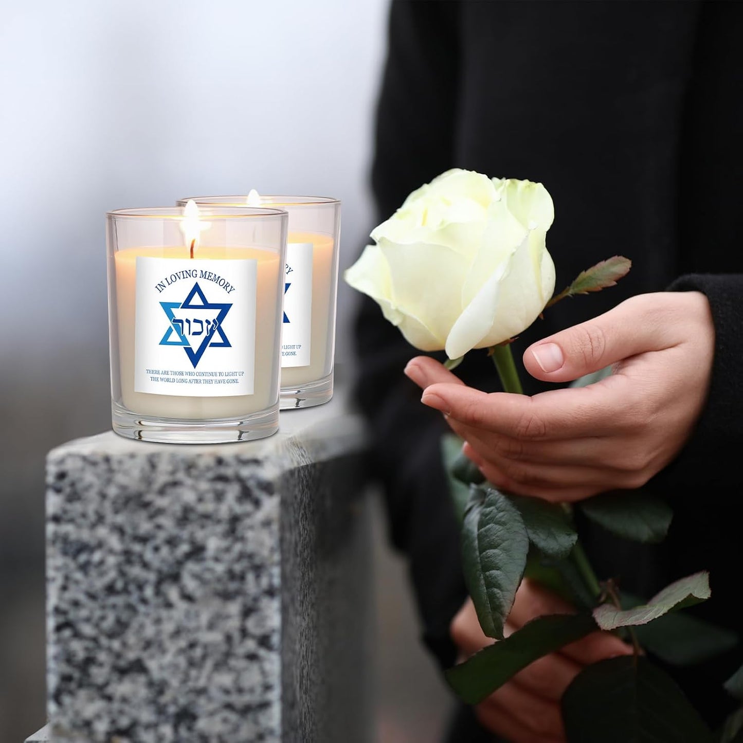 Conelist Yahrzeit Memorial Candles - Yom Kippur Jewish Sympathy Candles Bereavement Gifts Natural Soy Wax Hand Poured for Yizkor and Yom Kippur Holidays(2 Pcs)