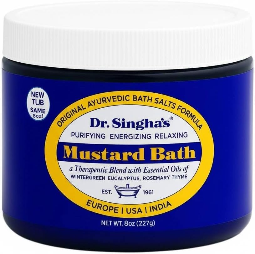 Dr. Singha's Mustard Bath Soak – Aromatherapy Bath Salts with Mustard Seed & Essential Oils for Muscle Relaxation, Stress Relief & Soothing – Epsom Salt Alternative, 8 oz