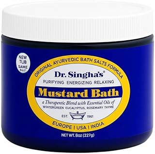 Dr. Singha's Mustard Bath Soak – Aromatherapy Bath Salts with Mustard Seed & Essential Oils for Muscle Relaxation, Stress Relief & Soothing – Epsom Salt Alternative, 8 oz