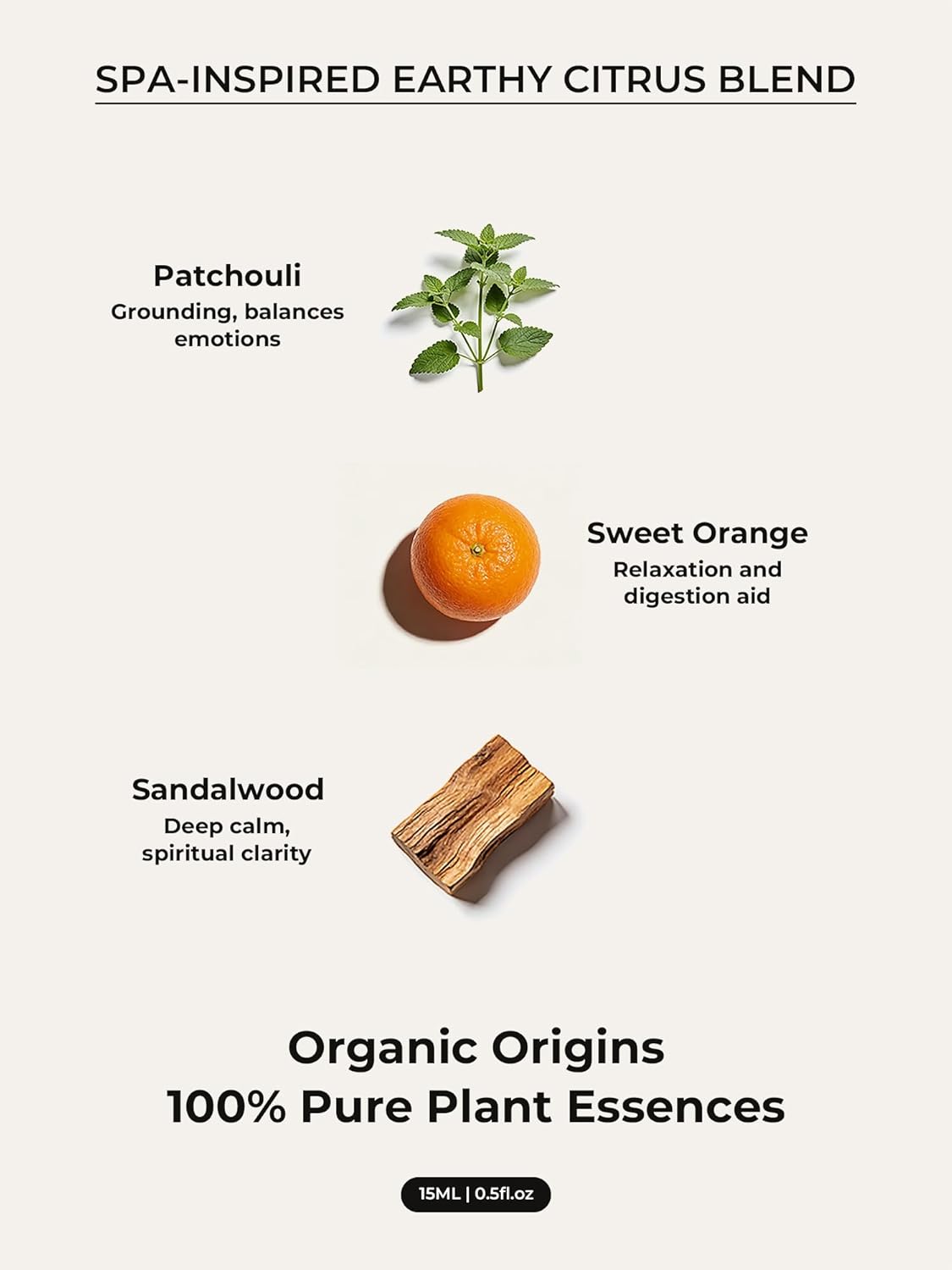 Calming Essential Oil Roll-On, Comforting Aromatherapy Roller for Grounding Ease, Botanical Blend with Sweet Orange, Patchouli & Sandalwood, Spa-Inspired Comfort Ritual, 15ml