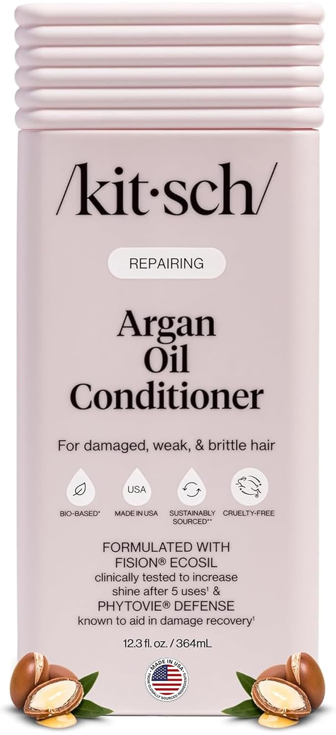 Kitsch Repairing Argan Oil Liquid Conditioner for Women & Men – Argan Oil for Hair, For Shine, Smoothness & Damage Recovery, Hair Repair – Clean, Color-Safe Hair Care - Made in USA, 12.3 oz