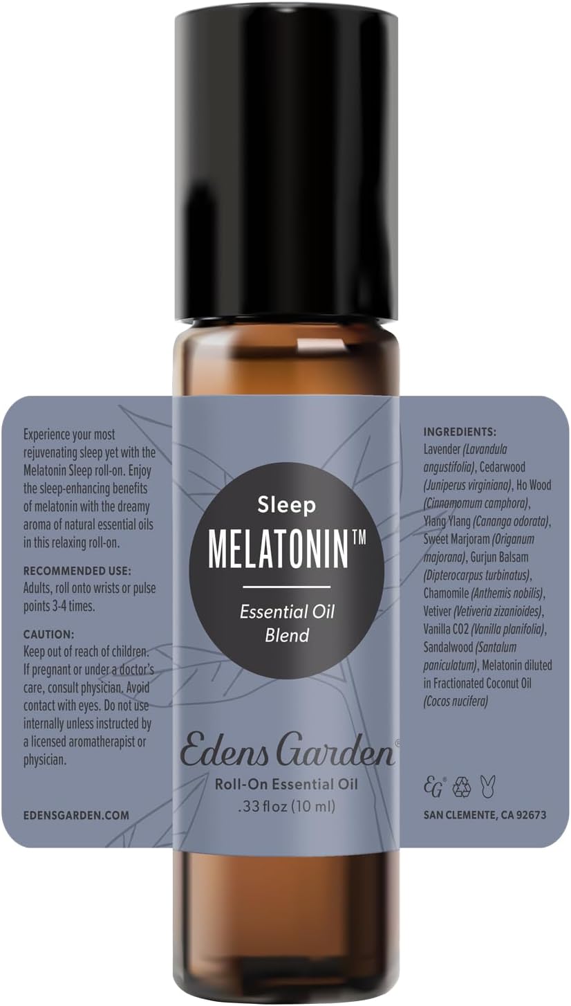 Edens Garden Melatonin Sleep Essential Oil Roll-On Blend- 100% Pure Premium Grade, Natural, Therapeutic, Aromatherapy, Skin Safe, The Best for Relaxation, Tension Pre-Diluted 10 ml (.33 fl oz)